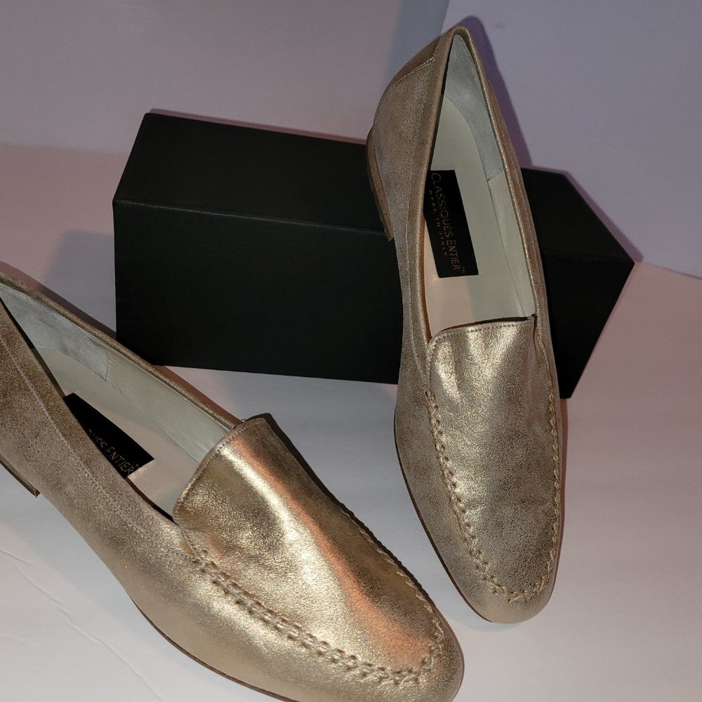 DESIGNER Classique Entier Size 9M Gold Loafer vintage Italian